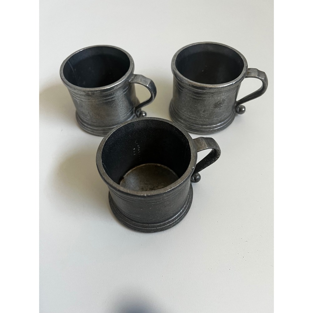 Set of 3 Vintage Wilton Armetale Pewter Mugs USA Made Collectible Barware 1972